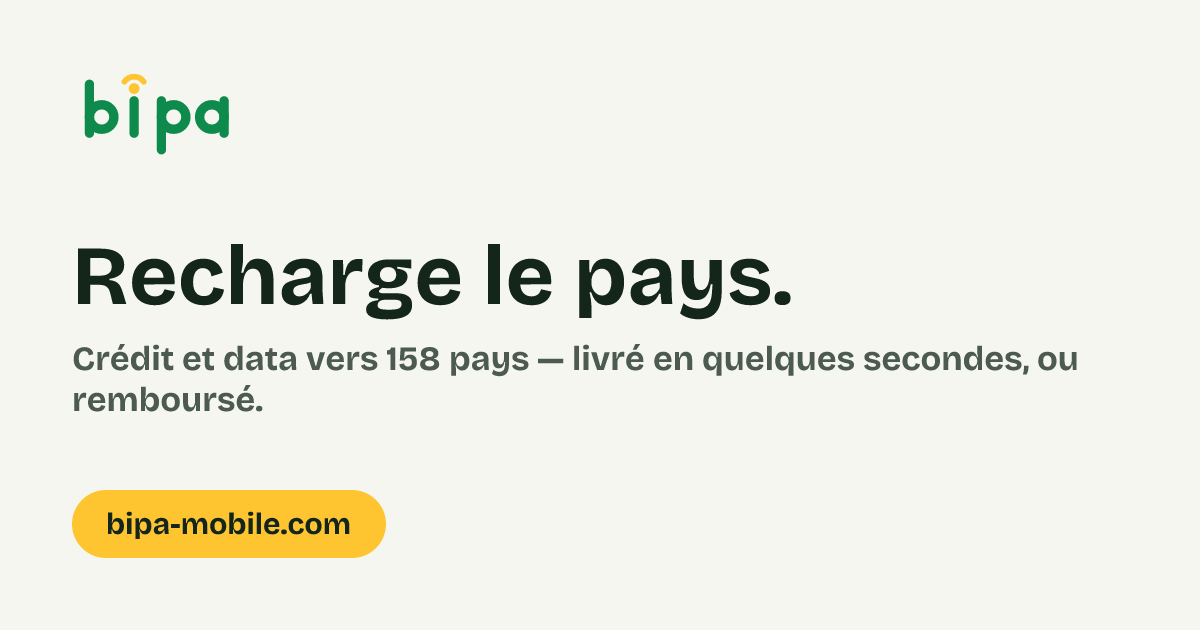 Recharge mobile ou mobile money — carte Bipa